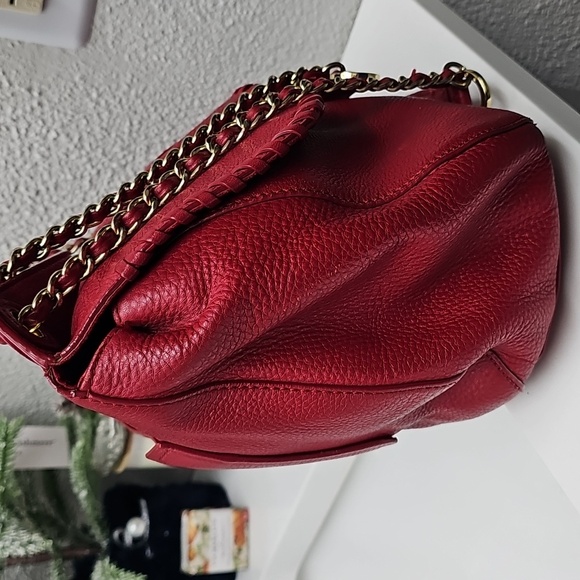 Tory Burch Marion Pebbled Leather Flap Sadle Shoulder Bag - Picture 8 of 16